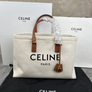 셀린느 Celine 190062 Horizontal Cabas in Textile and Calfskin