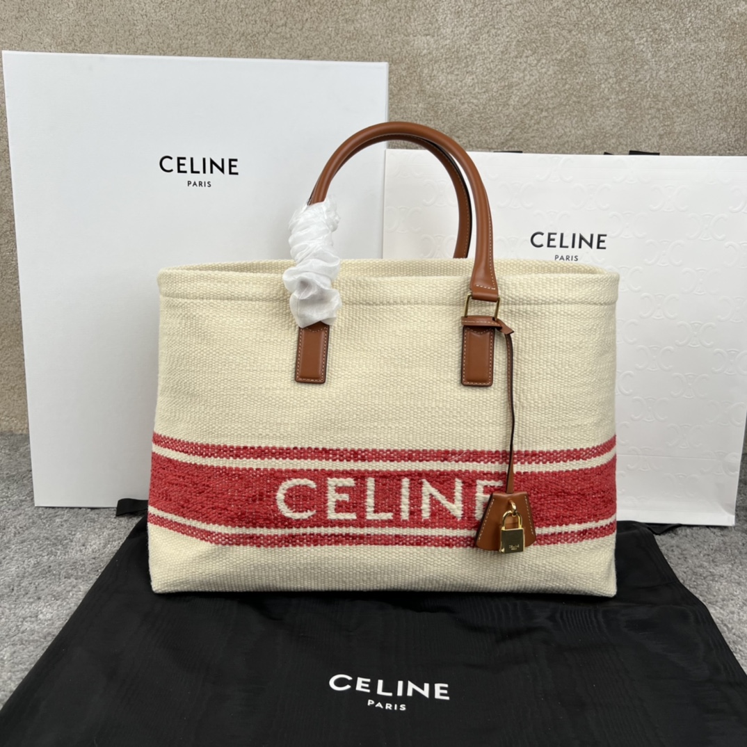 셀린느 Celine 190062 Horizontal Cabas in Textile and Calfskin