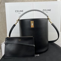 셀린느 Celine 195573 Bucket 16 Bag in Smooth Calfskin Black