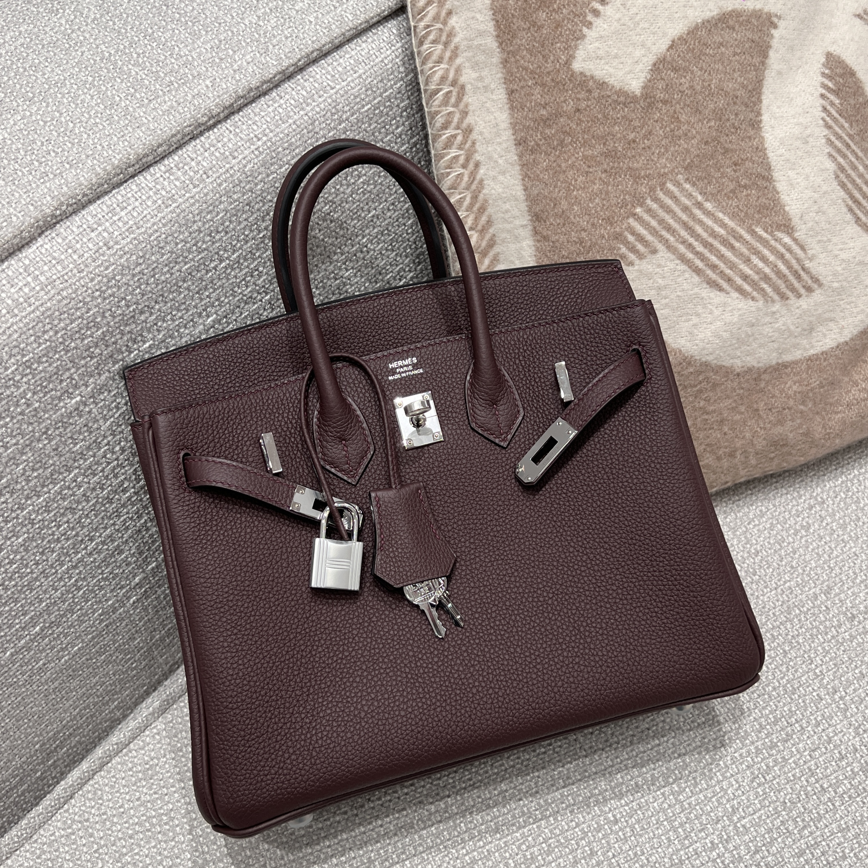 에르메스 Hermes Birkin 25cm Germany Leather 0G Rouge Sellier/silver