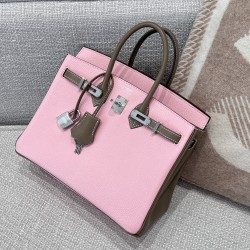 에르메스 Hermes Birkin 25cm Mysore 3Q Rose Sakura and 18 Etoupe/silver