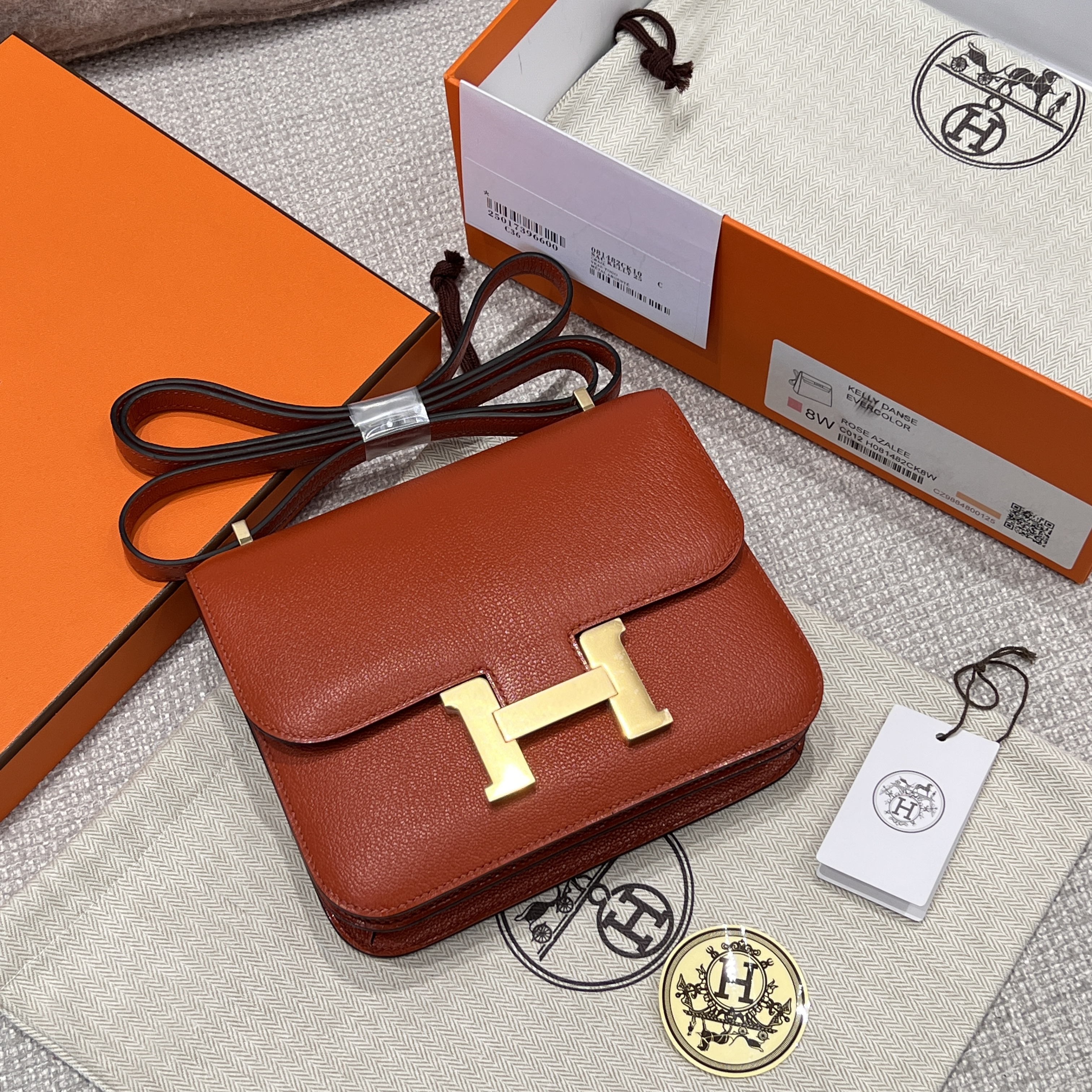 에르메스 Hermes Constance 19cm Mysore 5F Potiron/gold