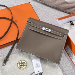 에르메스 Hermes Kelly danse Evercolor 18 Etoupe/silver