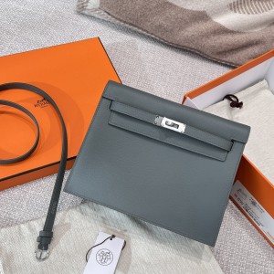 에르메스 Hermes Kelly danse Evercolor 61 Vert Amande/silver