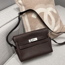 에르메스 Hermes Kelly Messenger Barenia Faubourg 46 Ebene/silver