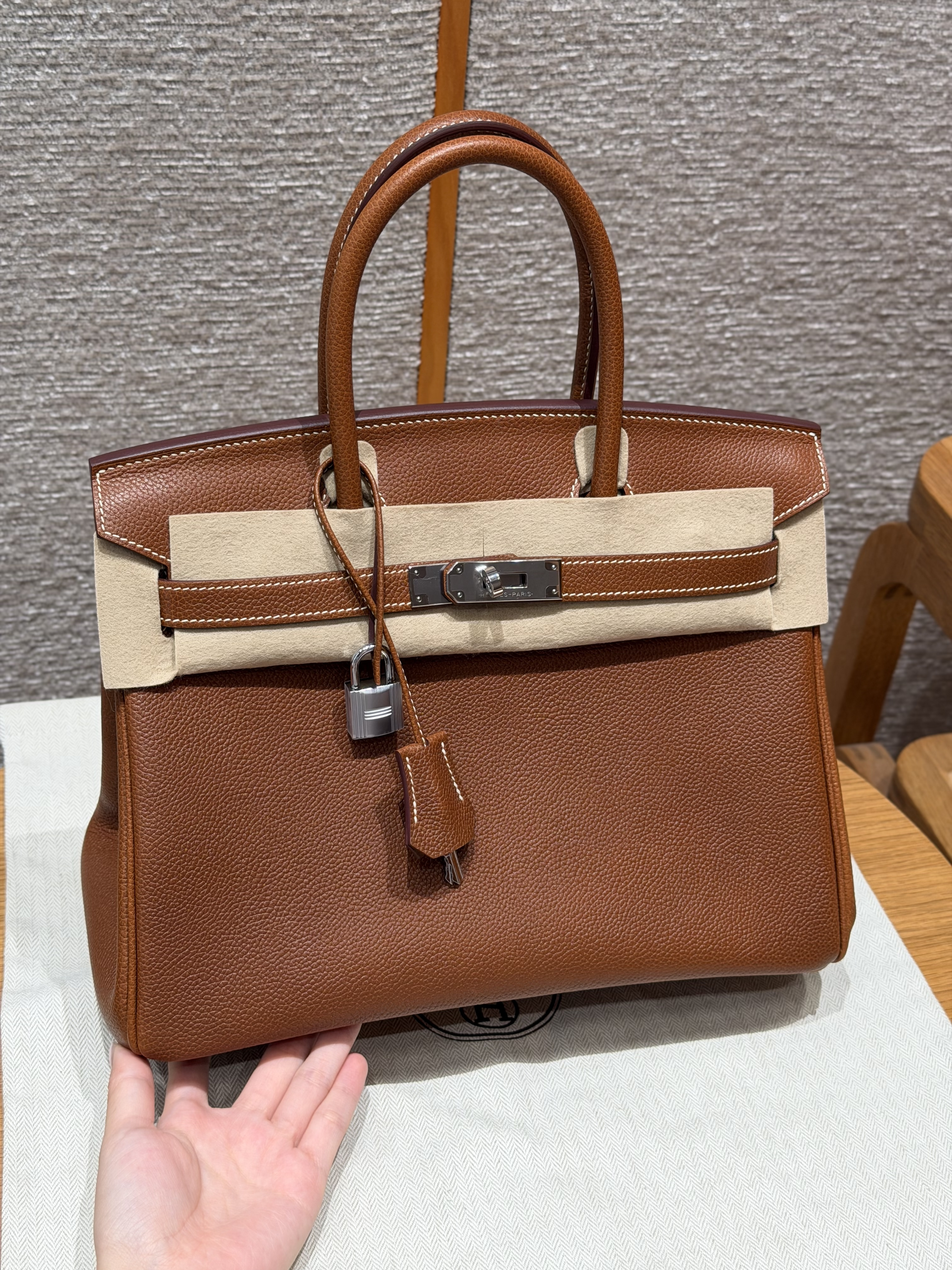 에르메스 Hermes Birkin 30cm Barenia 37 Gold/silver