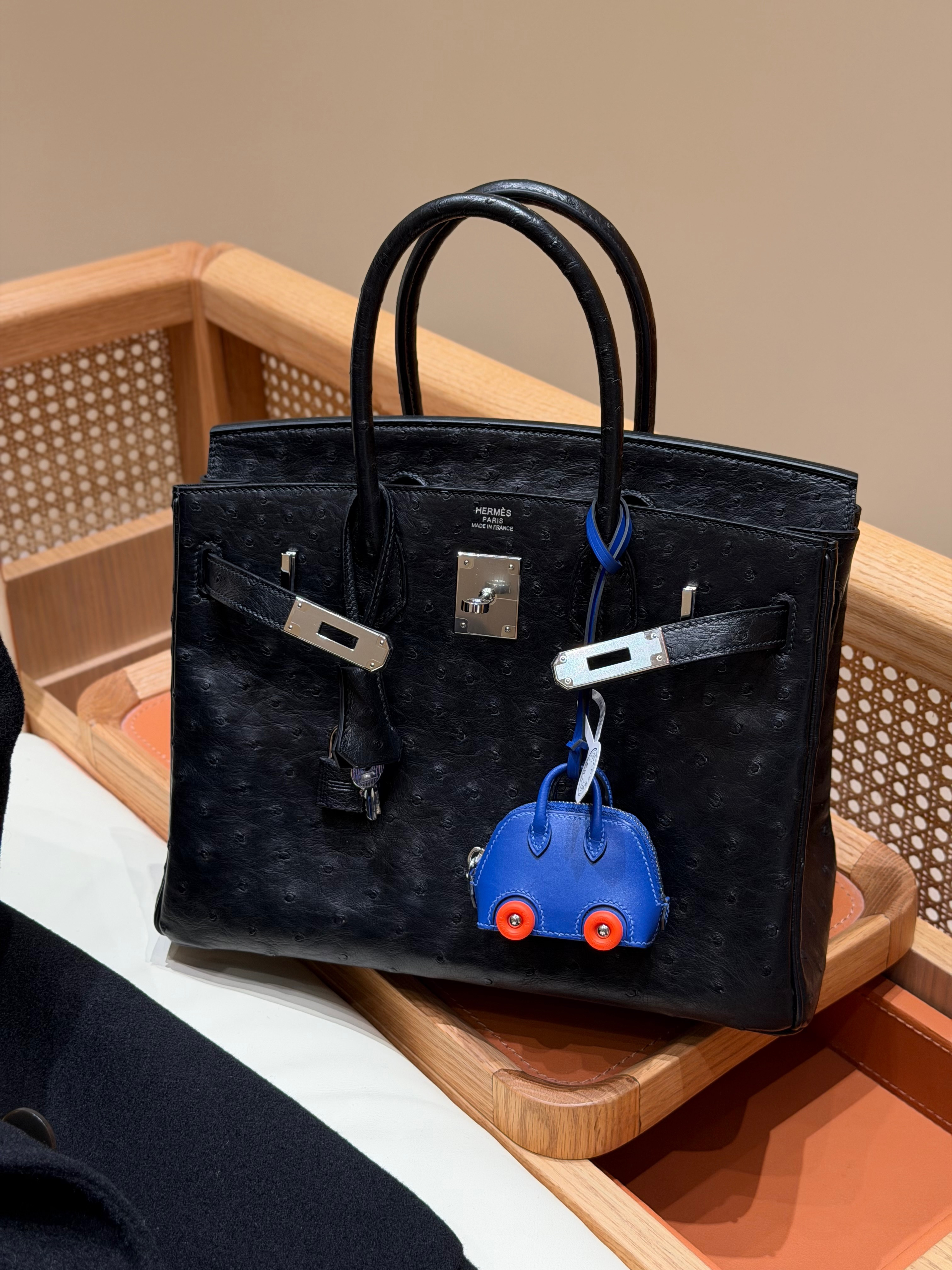 에르메스 Hermes Birkin 30cm KK ostrich 89 Noir/silver