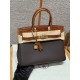 에르메스 Hermes Birkin 30cm Togo and Niloticus 47 Chocolate and 33 Miel/gold