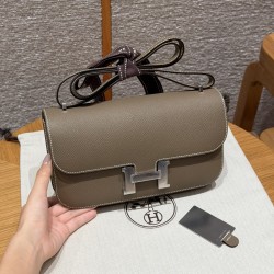 에르메스 Hermes Constance Elan 24cm Epsom 18 Etoupe/silver