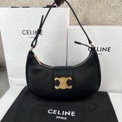 셀린느 Celine 114493 Medium Ava Triomphe Bag in Smooth Calfskin Black 23cm