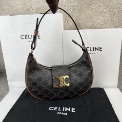 셀린느 Celine 114492 Medium Ava Triomphe Bag in Triomphe Canvas Calfskin Tan 23cm