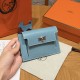 에르메스 Hermes Kelly pocker wallet 13cm Chèvre 75 Blue Jean/silver