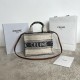 셀린느 Celine 199162 Small Cabas Thais in Striped Textile with Celine Jacquard White Black 25cm
