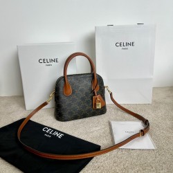 셀린느 Celine 120682 Teen Honorine Bag in Triomphe Canvas and Calfskin Tan 22cm