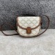 셀린느 Celine 196702 Mini Besace in Triomphe Canvas and Calfskin White