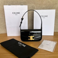 셀린느 Celine 118313 Shoulder Bag Terence In Patent Calfskin Black 20.5cm