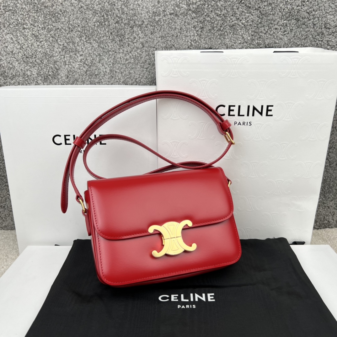 셀린느 Celine 188423 Teen Triomphe Bag in Shiny Calfskin 18.5cm