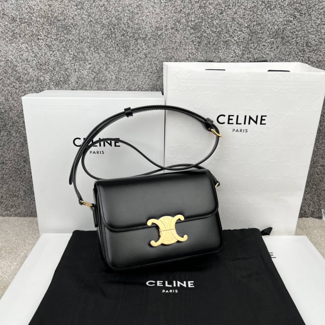 셀린느 Celine 188423 Teen Triomphe Bag in Shiny Calfskin 18.5cm