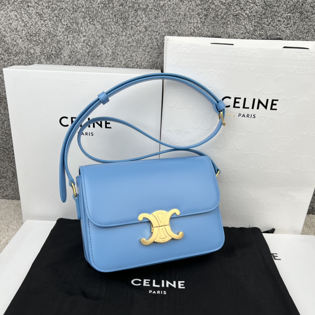 셀린느 Celine 188423 Teen Triomphe Bag in Shiny Calfskin 18.5cm