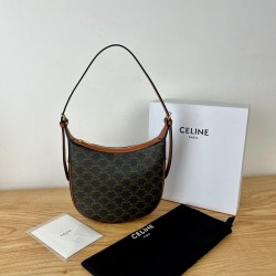 셀린느 Celine 117252 Small Heloise Triomphe Canvas Calfskin Tan