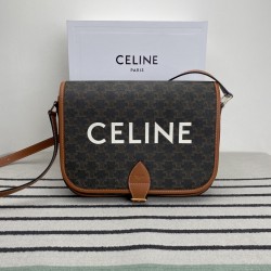 셀린느 Celine 193902 Messenger Folco in Triomphe Canvas with Celine Print Tan 31cm