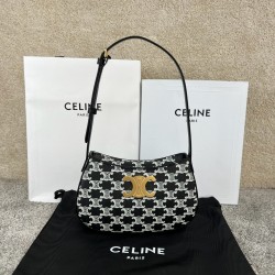 셀린느 Celine 115702 Medium Tilly Bag in Triomphe Canvas Two-Tone Black 22cm