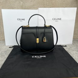 셀린느 Celine 187373 Classique 16 Bag in Satinated Calfskin Black 32cm