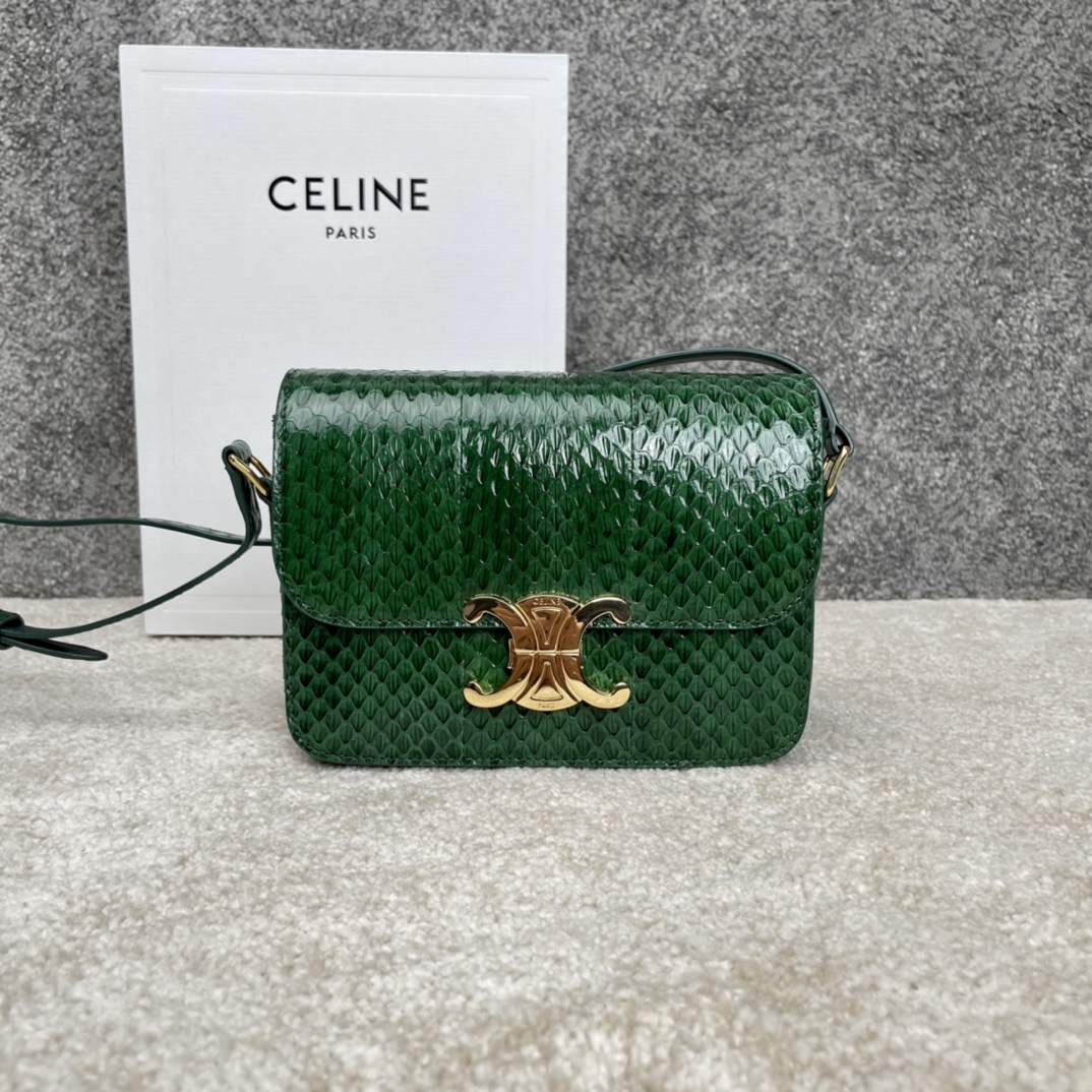 셀린느 Celine 188424 Teen Triomphe Bag in Lizard 18.5cm