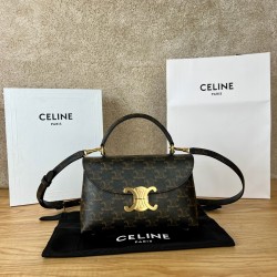 셀린느 Celine 118112 Teen Nino Bag in Triomphe Canvas Tan 21cm