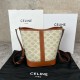 셀린느 Celine 191442 Small Bucket in Triomphe Canvas Calfskin White 22cm