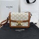 셀린느 Celine 188882 Teen Triomphe Bag in Triomphe Canvas and Calfskin White 18.5cm