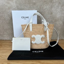 셀린느 Celine 115802 Teen Supple Celine Classic Panier in Raffia and Calfskin 21.5cm