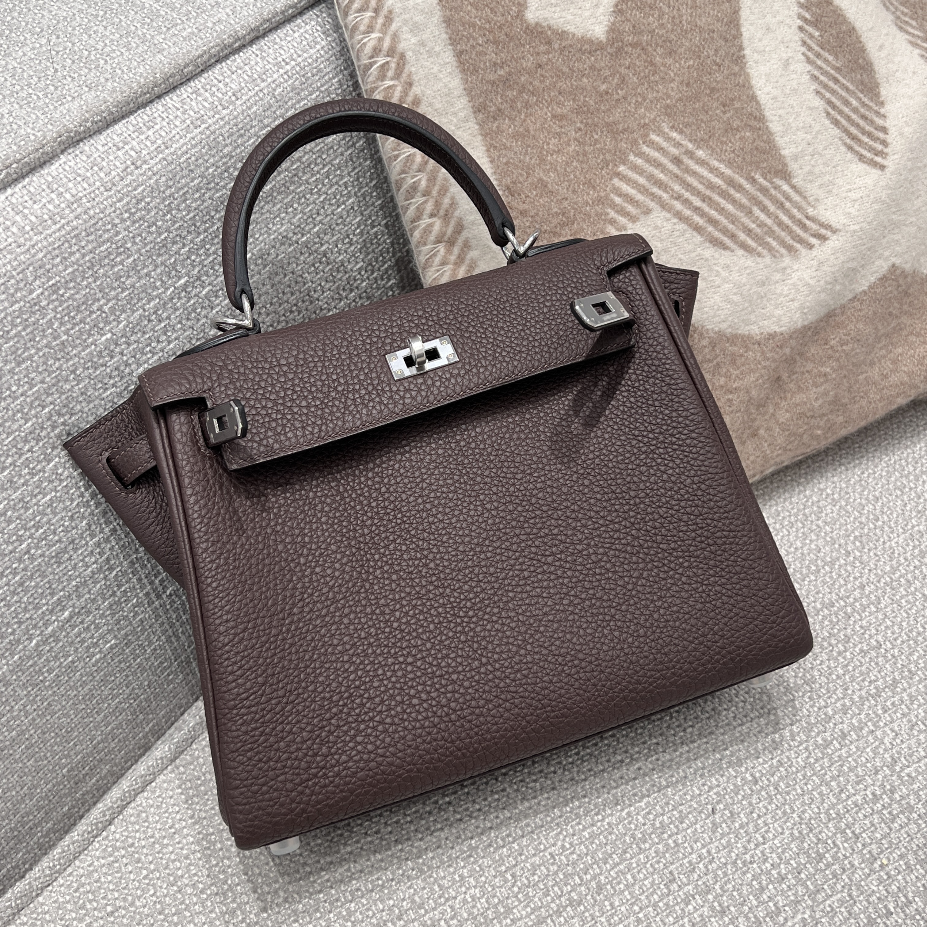 에르메스 Hermes Kelly 25cm Germany Leather 46 Ebene/silver