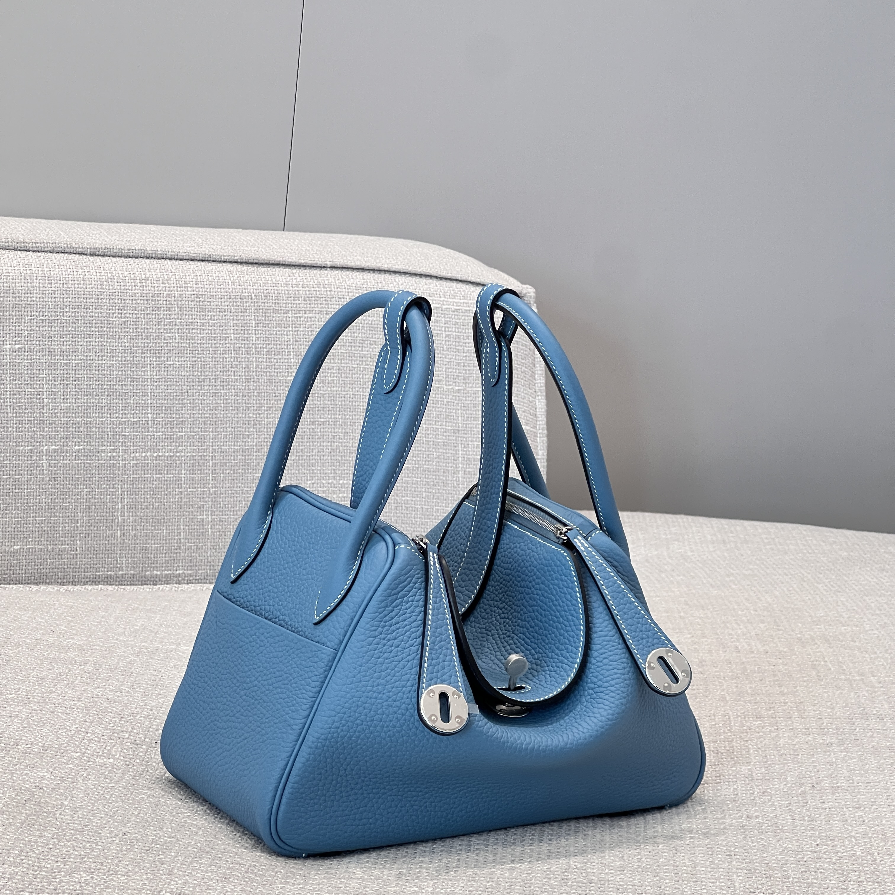 에르메스 Hermes Lindy 26cm Germany Leather 75 Blue Jean/silver