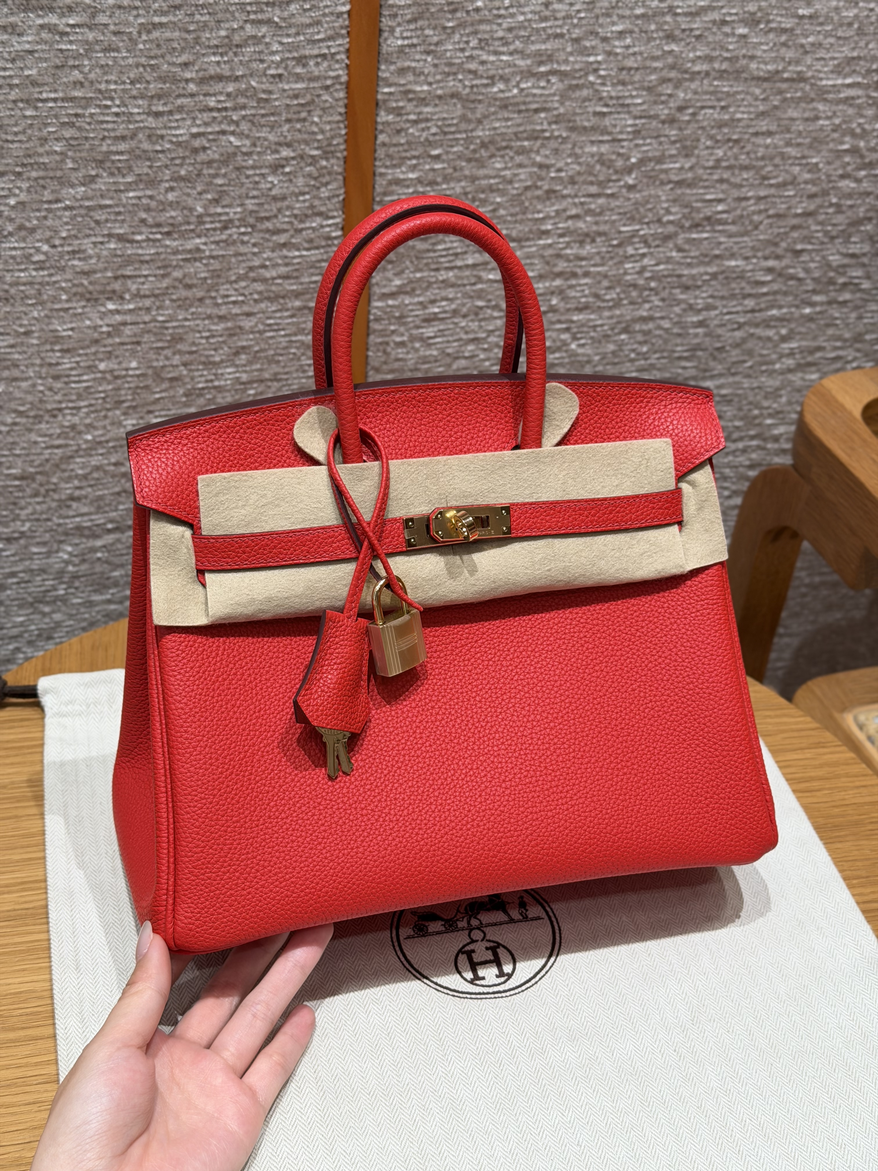 에르메스 Hermes Birkin 25cm Togo 05 Rouge Radieux/gold