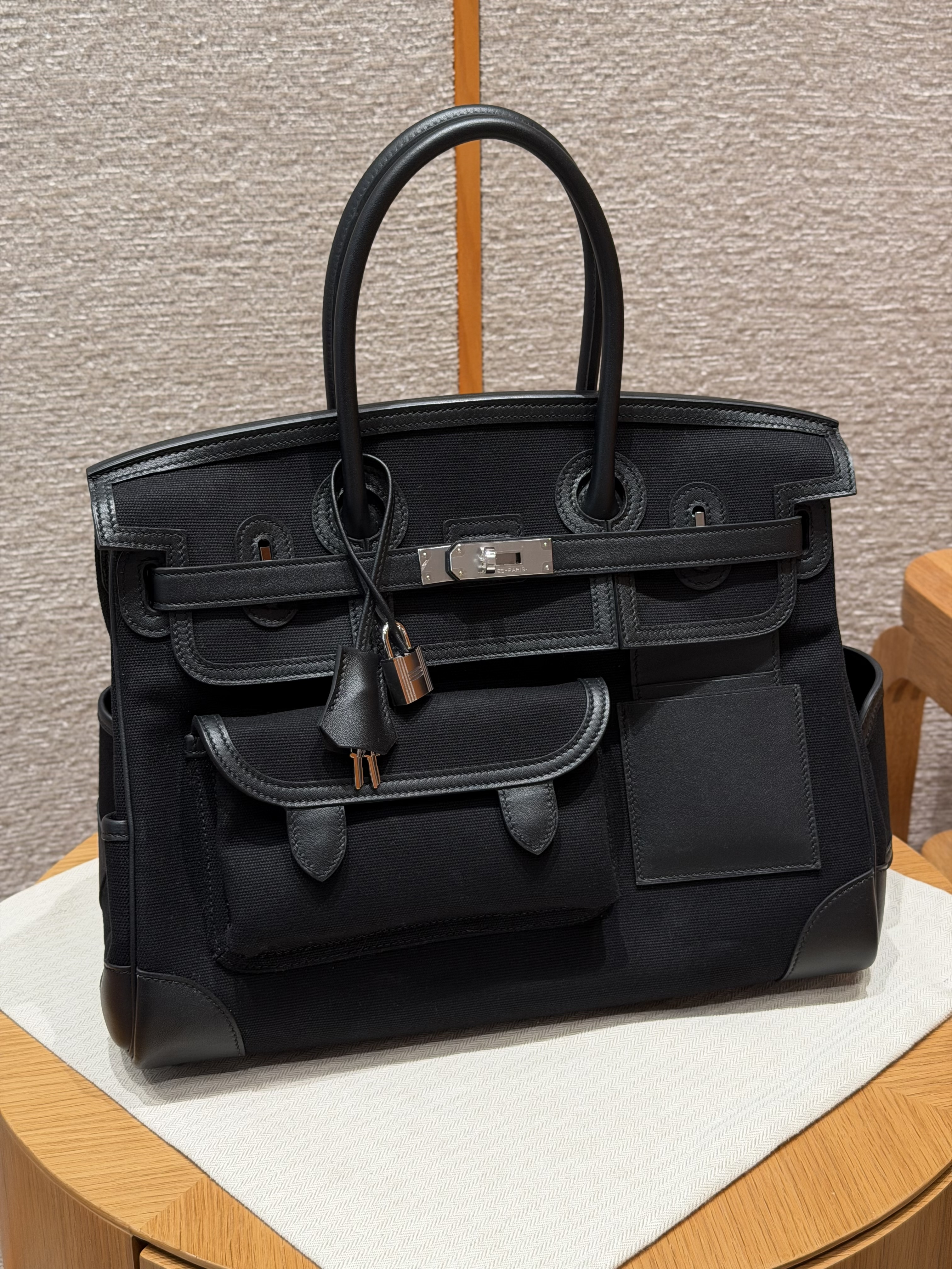에르메스 Hermes Birkin Cargo 35cm Swift and Canvas 89 Noir/silver