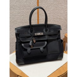 에르메스 Hermes Birkin Cargo 35cm Swift and Canvas 89 Noir/silver