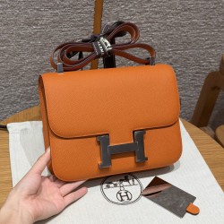 에르메스 Hermes Constance 24cm Epsom 93 Orange/silver