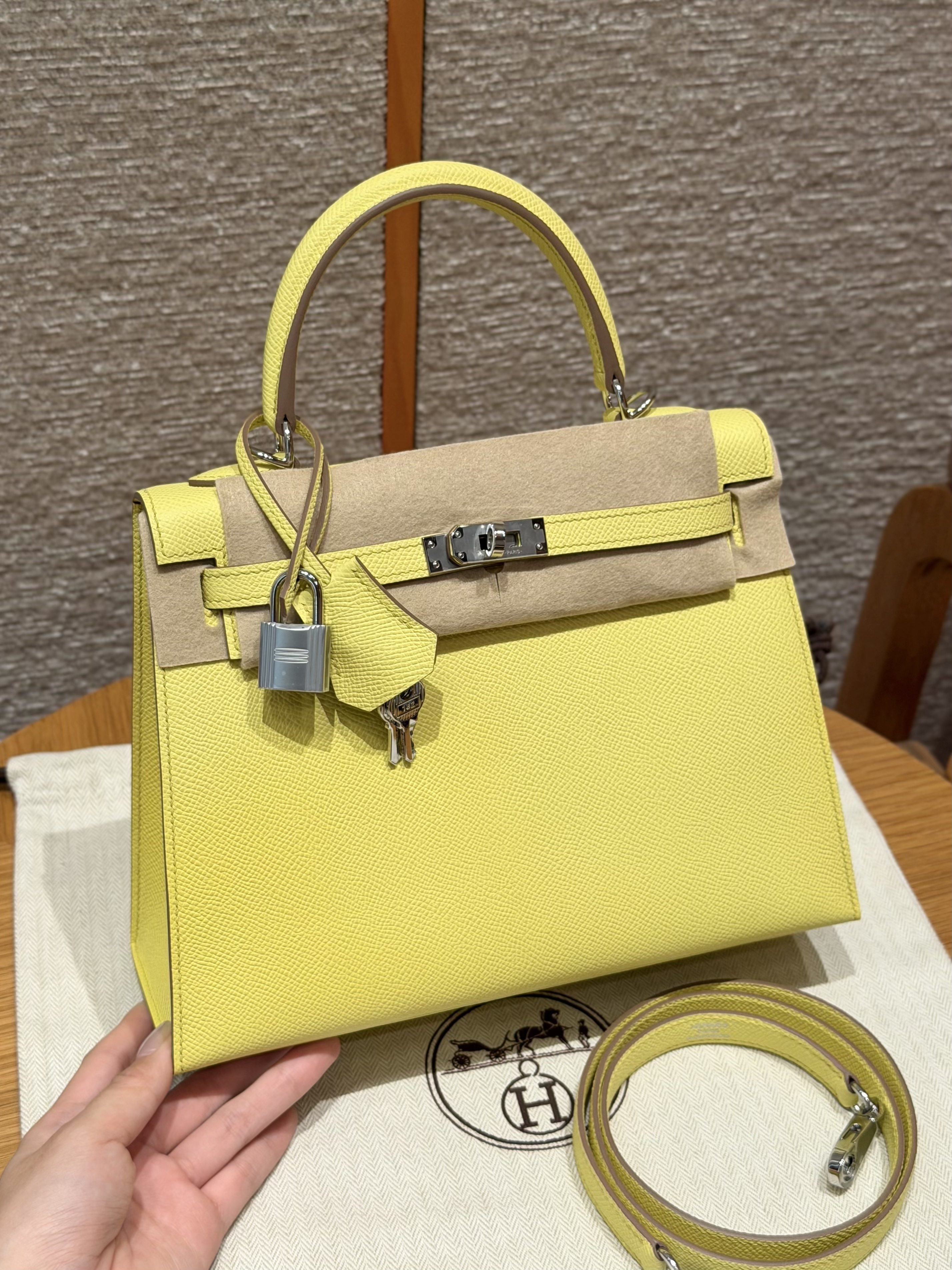 에르메스 Hermes Kelly 25cm Epsom 9R Lime/silver
