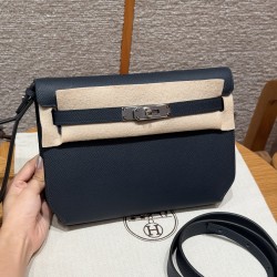 에르메스 Hermes kelly depeches 25cm Epsom 2Z Blue Nuit/silver
