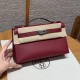 에르메스 Hermes Kelly Pochette 22cm Swift 55 Rouge H/silver