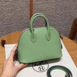 에르메스 Hermes Mini Bolide 18cm Evercolor 3i Vert Criquent/silver