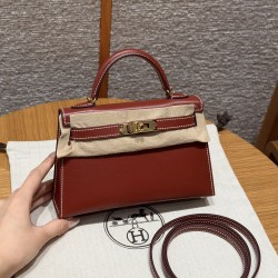 에르메스 Hermes Mini Kelly 19cm Box 36 Brique/gold