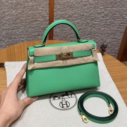 에르메스 Hermes Mini Kelly 19cm Swift 0T Vert comics/gold