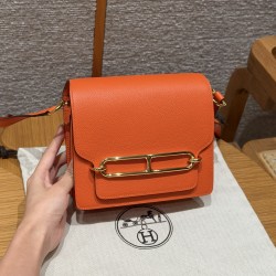 에르메스 Hermes Roulis 18cm Evercolor 93 Orange/gold