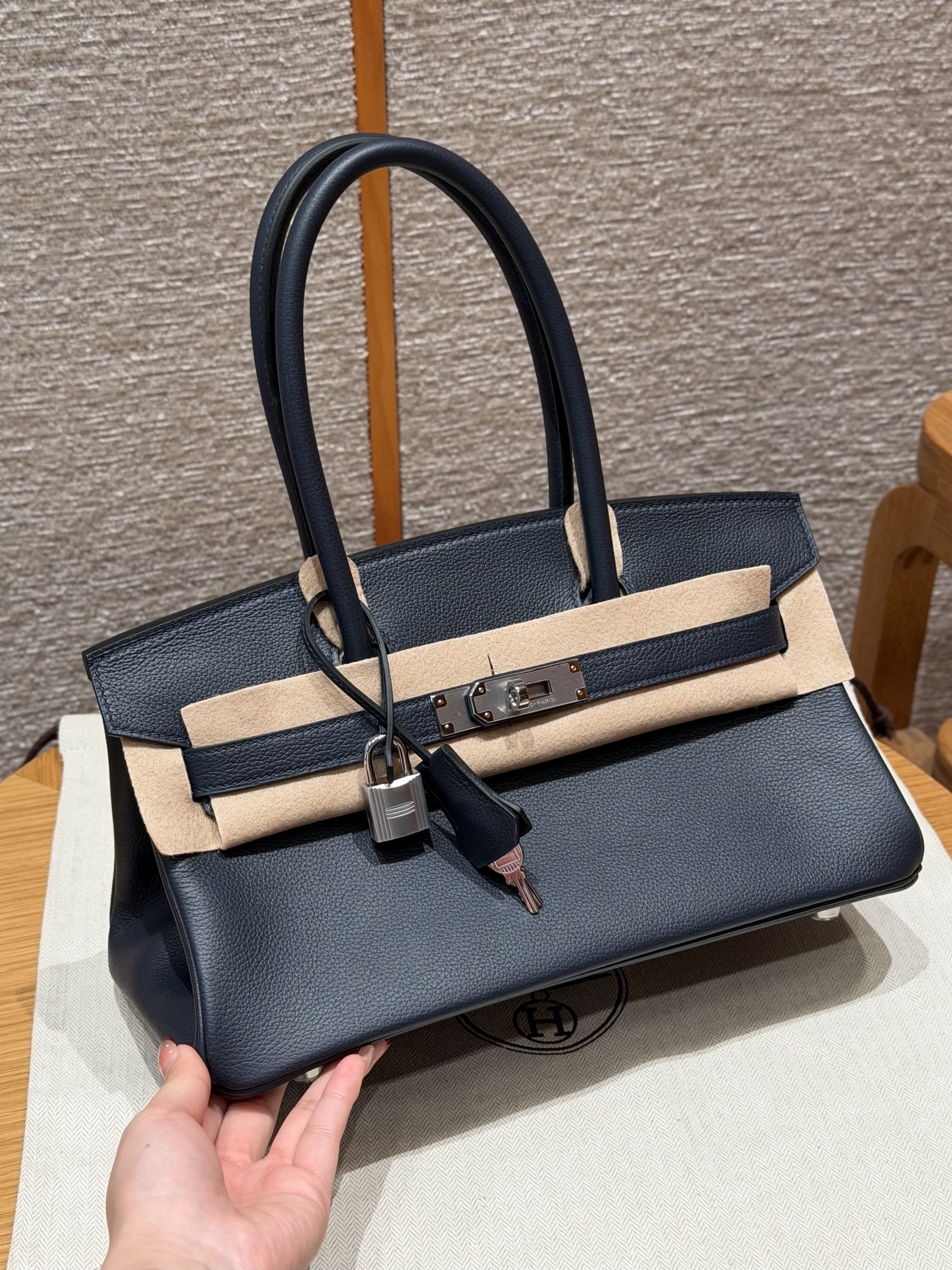 에르메스 Hermes Shoulder Birkin 29cm Evercolor 3Y Caban/silver