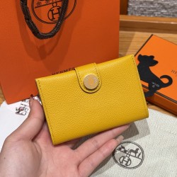 에르메스 Hermes R.M.S Card Holder 10.5cm Evercolor 9D Jaune ambre and 9O Jaune Naples/enamel Fittings