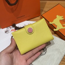 에르메스 Hermes R.M.S Card Holder 10.5cm Evercolor 9R Lime and U5 Rose Lipstick/enamel Fittings