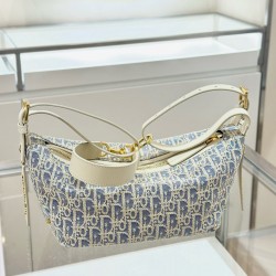 디올 Dior Small D-Journey Bag Blue Oblique Chambray 25.5cm