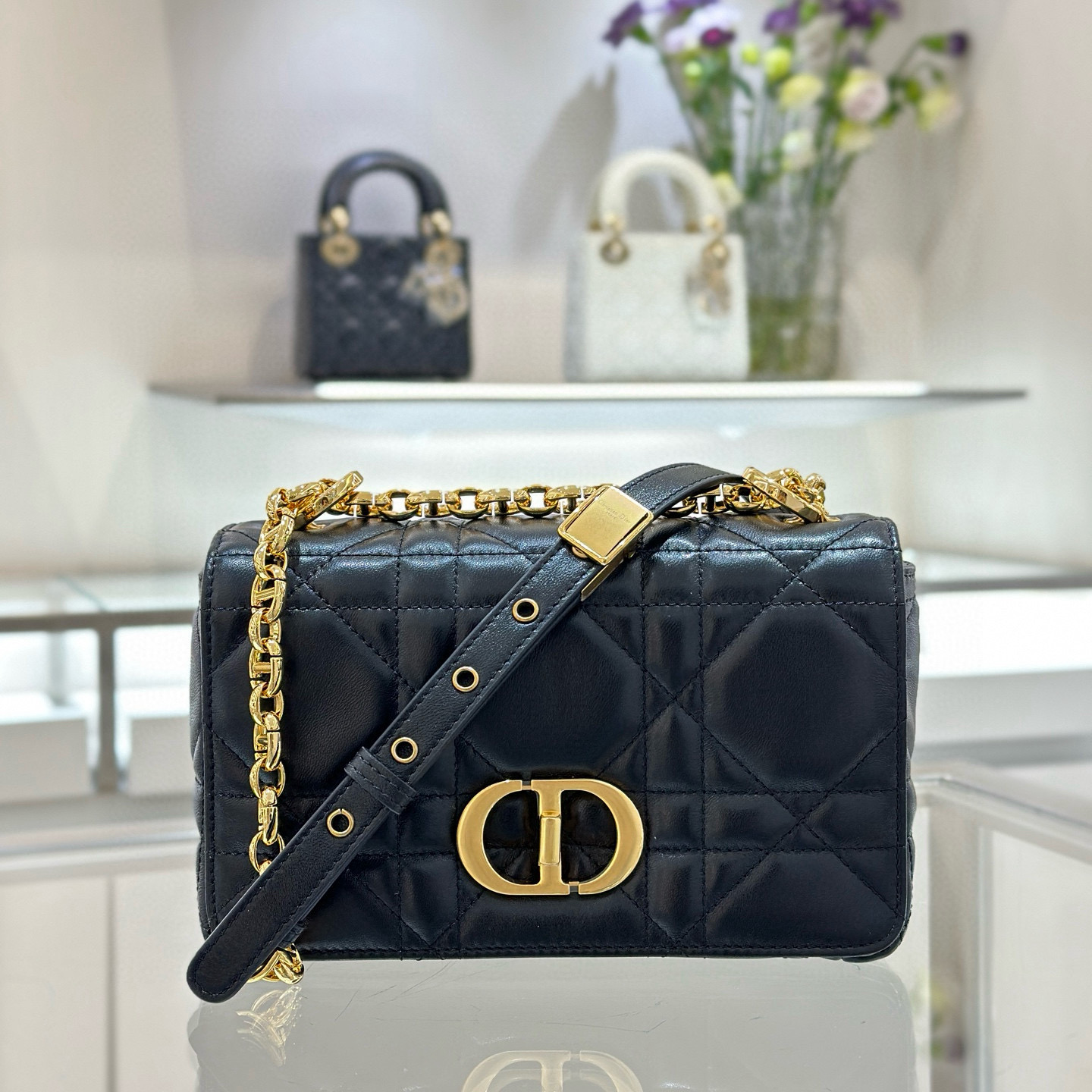 디올 Dior Caro Bag Black 20cm